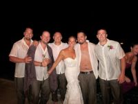 The groomsmen and I after jumping in the pool!