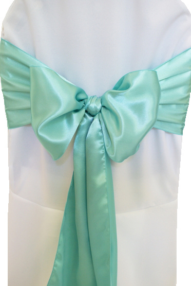 Tiffany Blue/Aqua Satin Chair Sashes 45 available+ 6 Table Runners -$40 for all