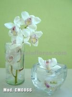 white cymbidium orchids centerpiece
