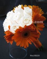 orange gerbera daisies and ivory roses bouquet