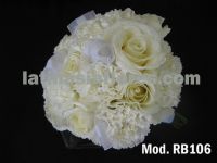 white carnations and roses with a  touch of lisianthus