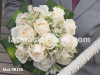 white roses and white alstroemeria bouquet, with foliage
