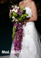 purple, green and white bouquet. A combination of dendrobium orchids and roses. 