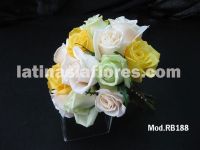 ivory, yellow and  green roses bridal bouquet