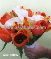 orange tulips and white calla lilies bridal bouquet