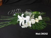 white lilies and alstroemeria with foliage
