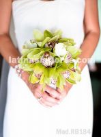 green cymbidium orchids and white calla lilies bridal bouquet