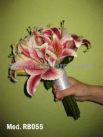 pink oriental lilies bridal bouquet