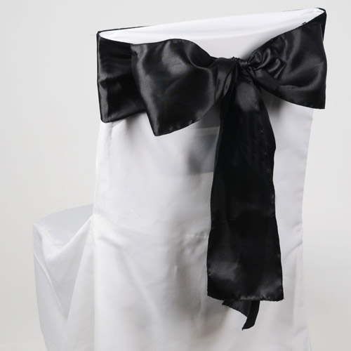 116 Black Satin Chair Sashes