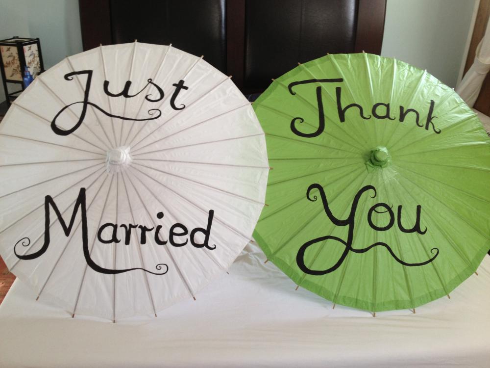 Thank you or Just Married Paper Parasols