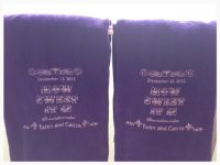 wedding towels that we gave out in our Tote Bags..."How Sweet It Is" was our first dance and also written on our wedding cake