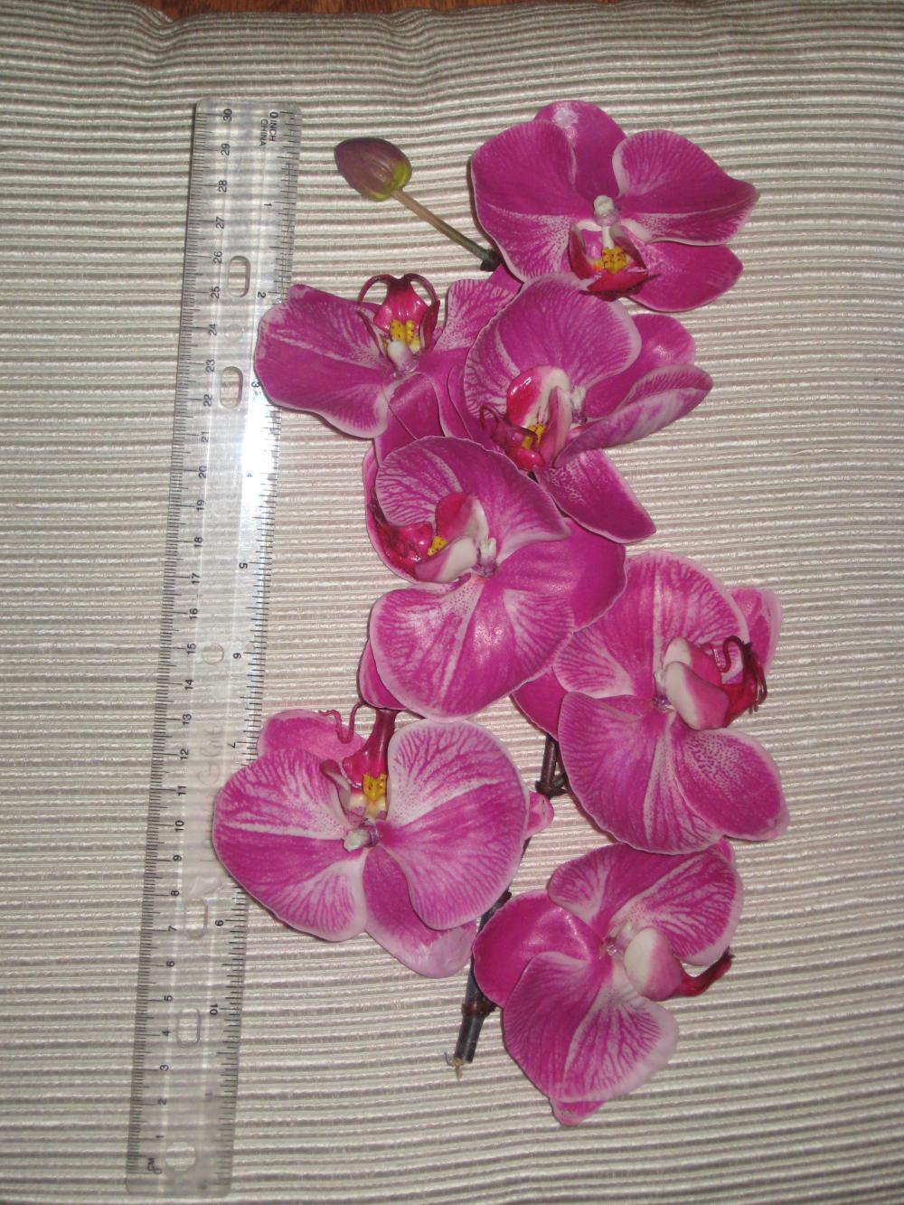 6 Fuschia / Pink Real Touch Orchid Stems 