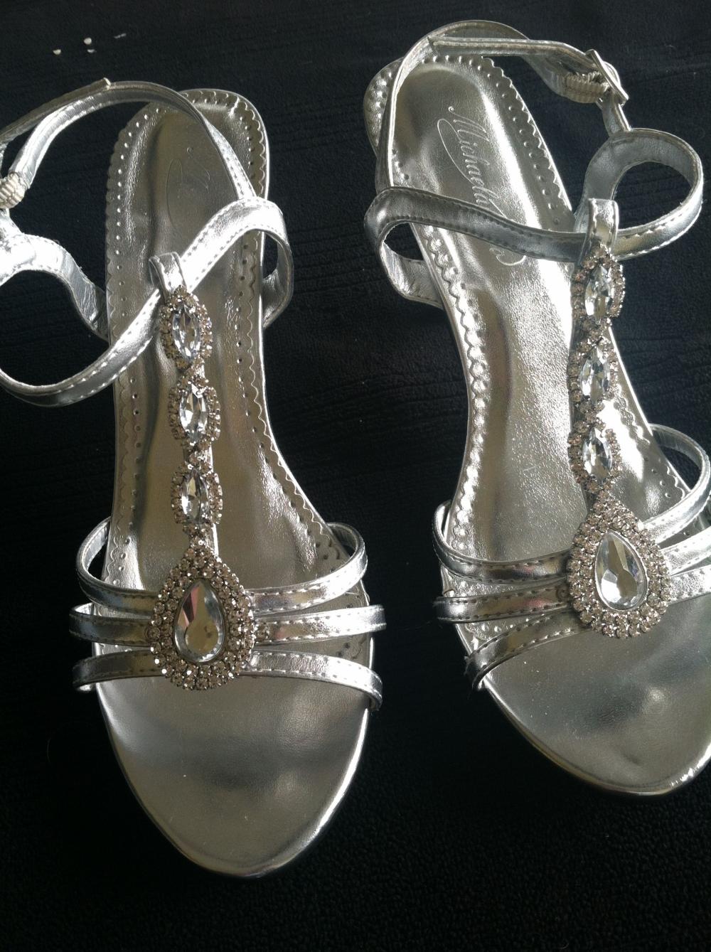 Silver Rhinestone Heels from David's Bridal (size 7 1/2)