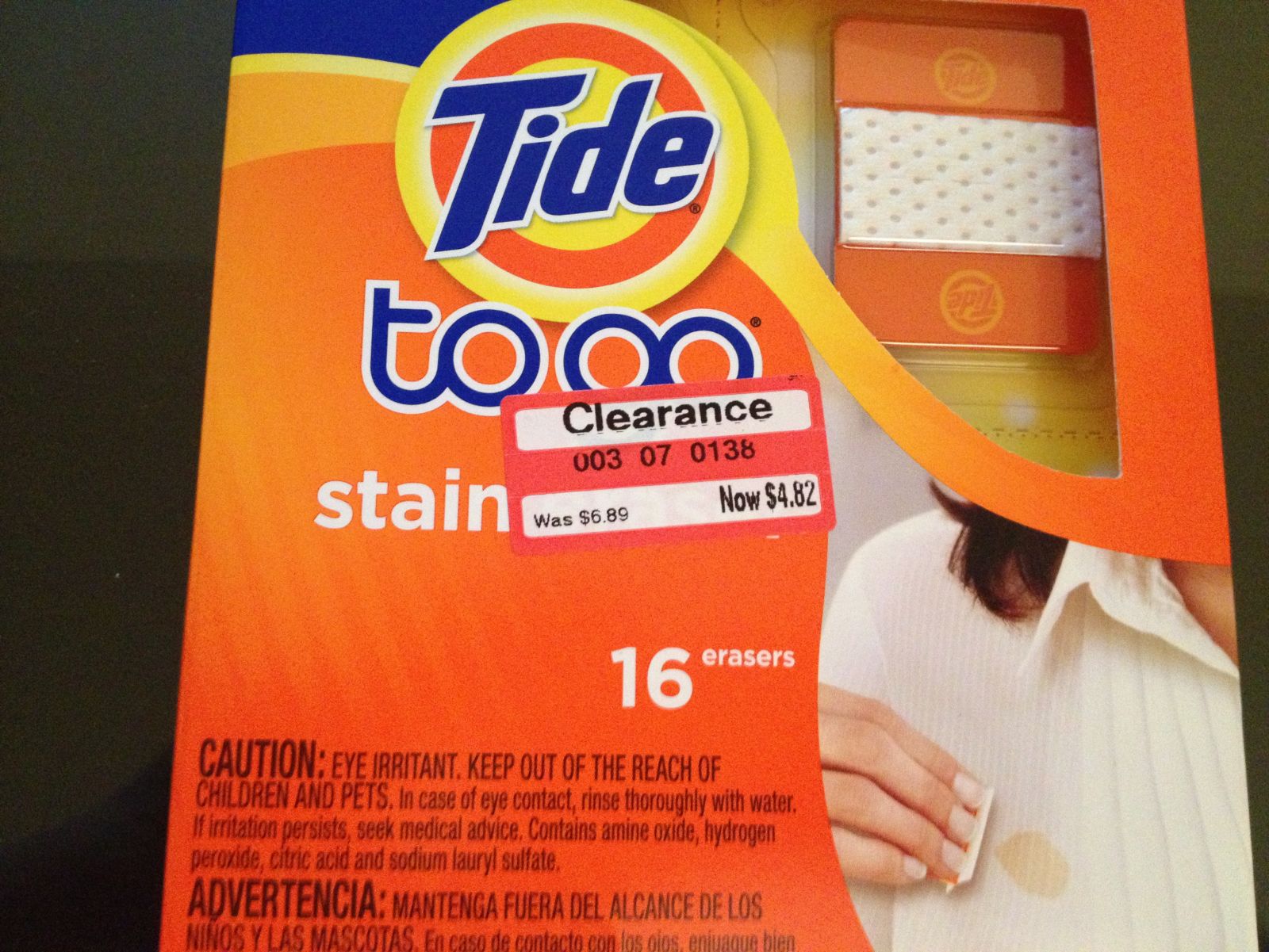 Great OOT bag find at Target!  Tide to go stain erasers!  $4.82 for 16