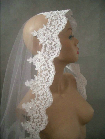 Mantilla Cathedral Length Veil and Bridal Hair Comb/Accessory