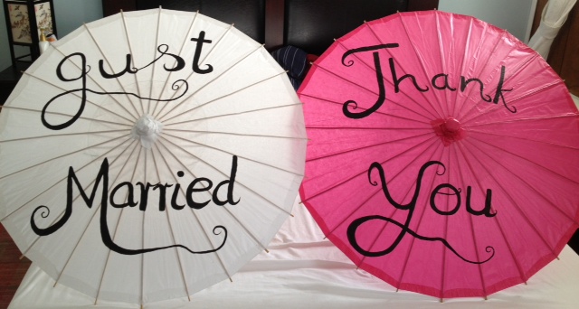 Thank you/ Just Married Paper Parasols