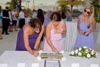signing the "guest map" of jamaica (in place of guest book)