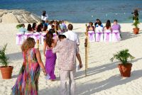 set up on the beach for ceremony