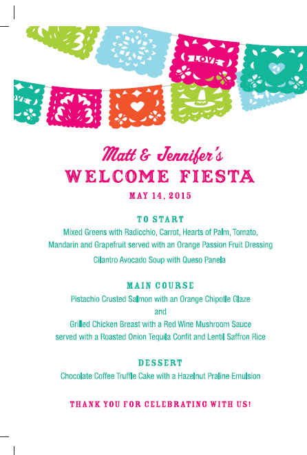 Welcome Party Menu