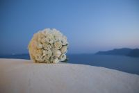 luxury wedding bouquet In santorini