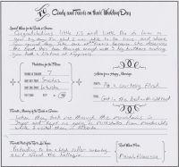 information Sheet filled out by brides brother