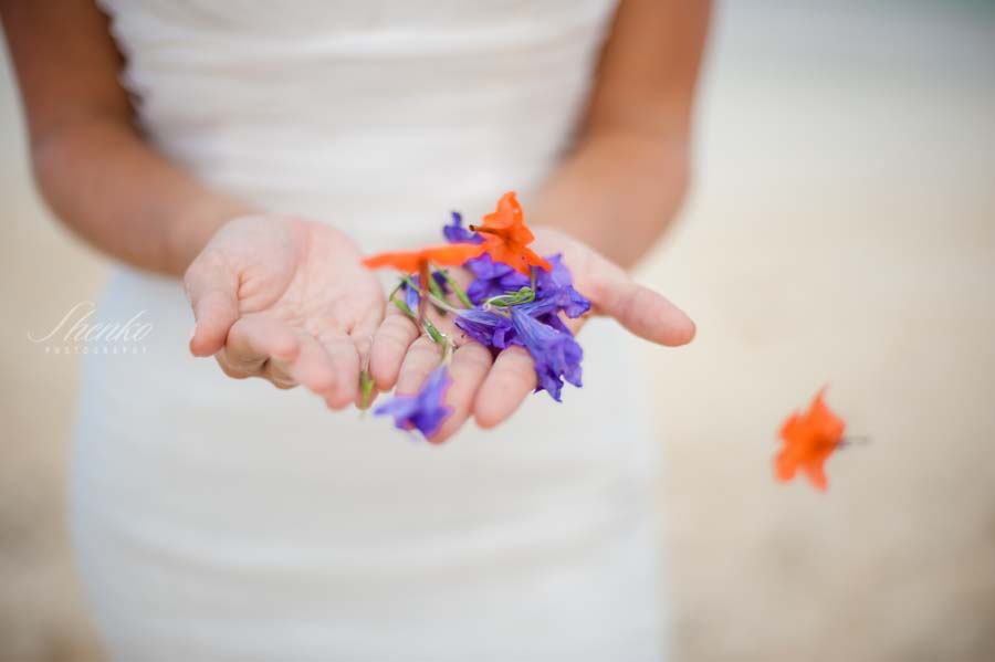 flowers and sand in my hands