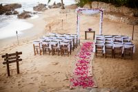 White, pink and rustic ceremony