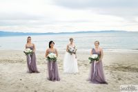 Lilac bridesmaids on the beach