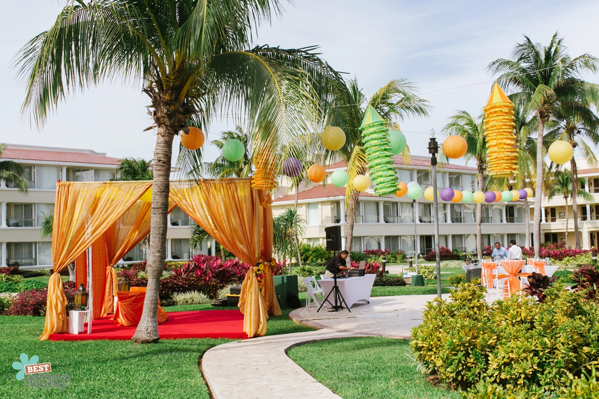 Mehndi and Sangeet Ceremony Setup at Moon Palace Golf & Spa Resort in Cancun