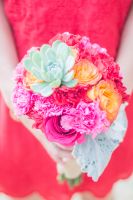 Succulents and carnations.