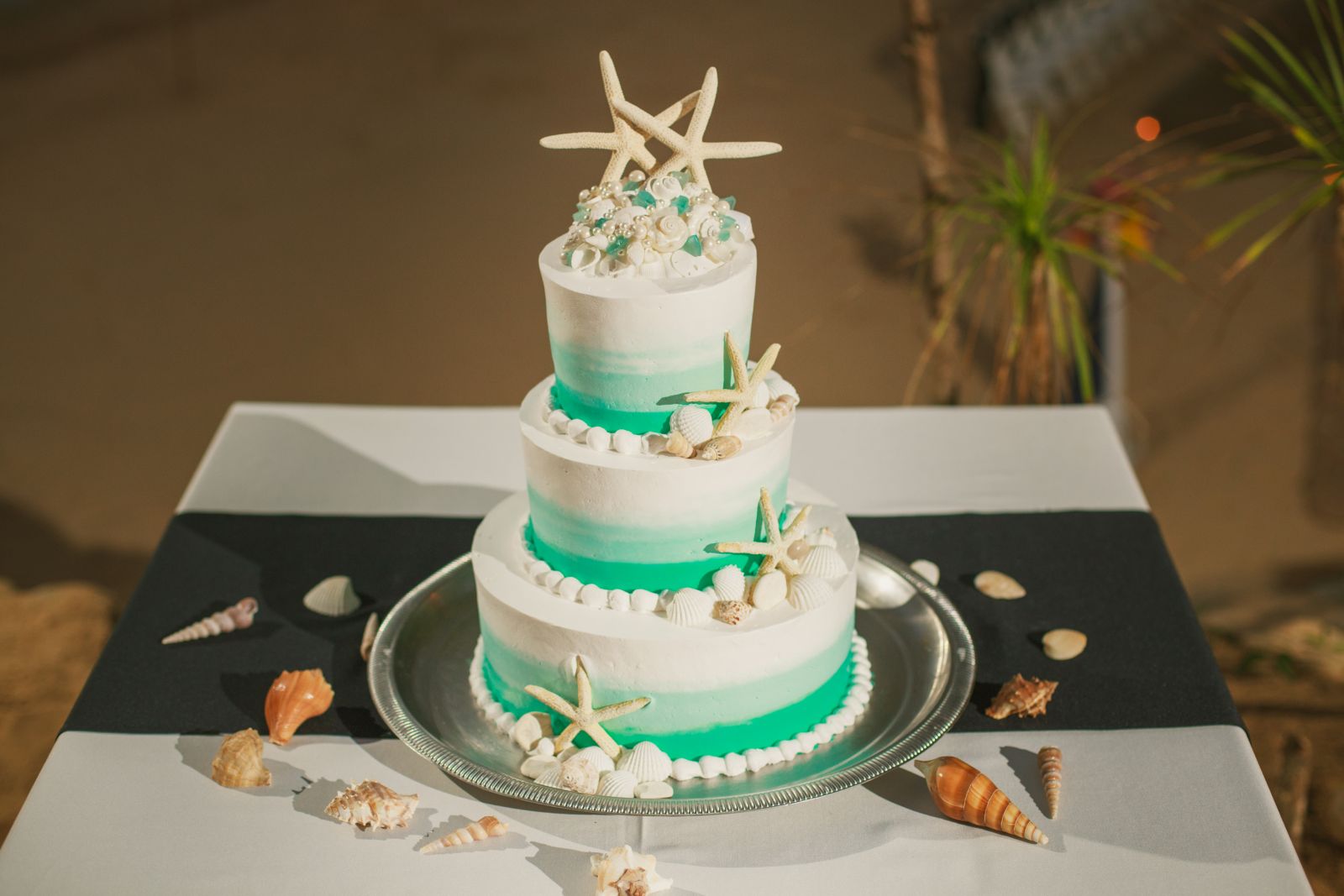 Themed beach wedding cake