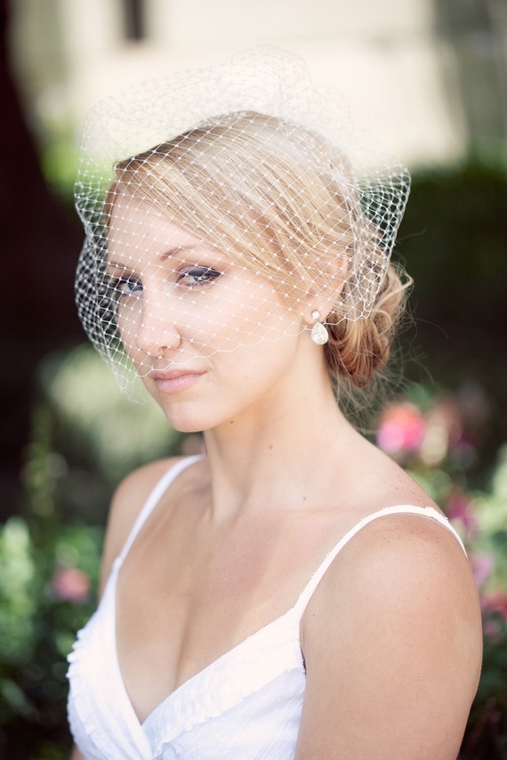 14 inch ivory birdcage veil