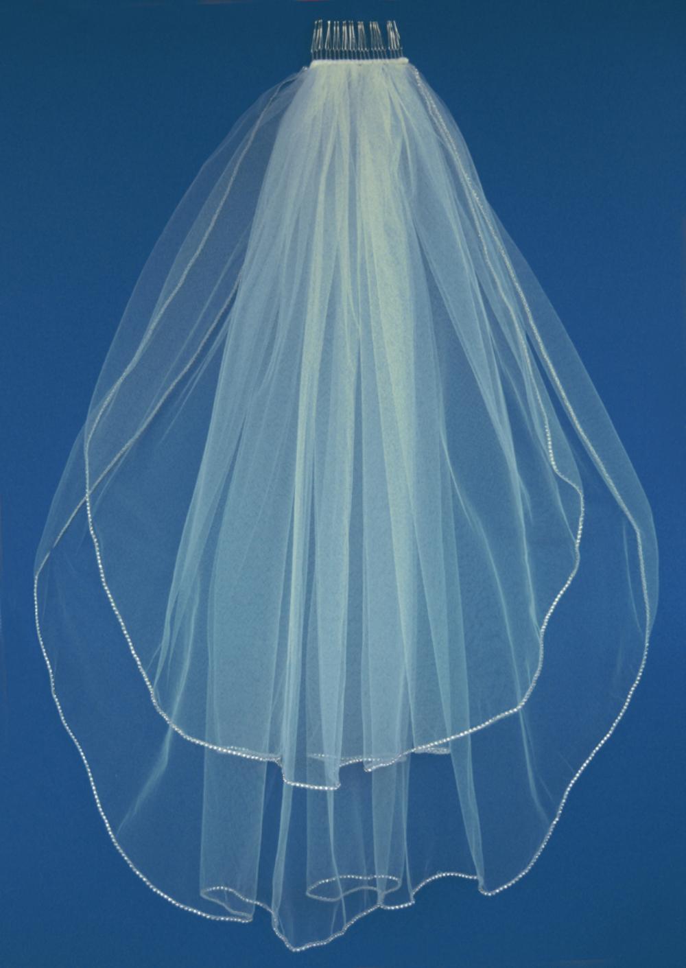 Available after April 26th - ELBOW LENGTH VEIL - TWO TIER - Swarovski crystal rhinestone edge
