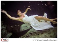 Underwater Trash the Dress Session at a Cenote