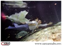 Underwater Trash the Dress in a Cenote