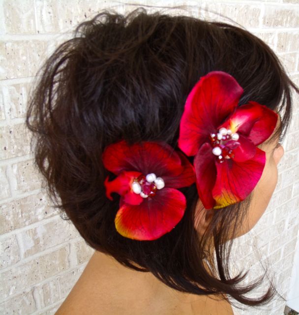 Rojo Tropical Exotic Hair Couture - Bridal Hair Clips