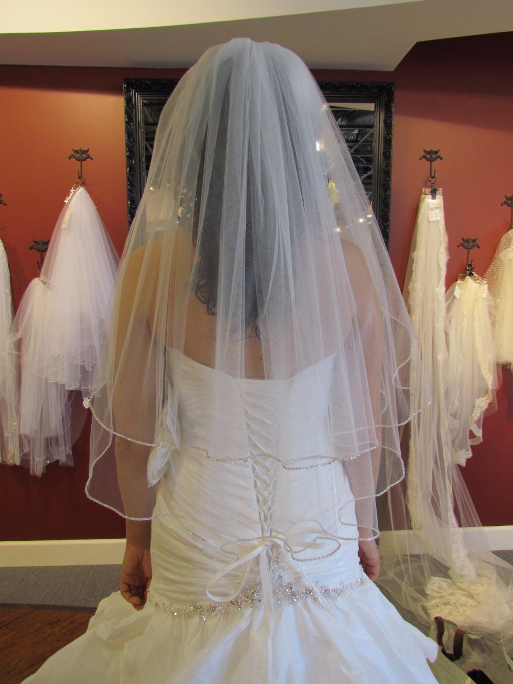 Available after August 13th - ELBOW LENGTH VEIL - TWO TIER - Swarovski crystal rhinestone edge  