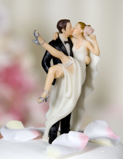 Over the threshold wedding bride and groom cake topper