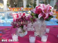 fyusha roses and pink oriental lily wedding centerpiece