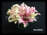 sweet centerpiece made of pink oriental lilies