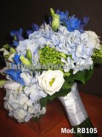 blue and green hydrangeas  bridal bouquet