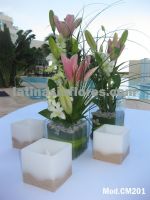 pink lilies and white dendrobium orchids wedding centerpiece