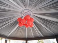 I ordered these coral-colored paper lanterns from Koyal Wholesale - the Royal wedding staff hung them in a cluster from the top of their Wedding Gazebo (which was the way I had requested)