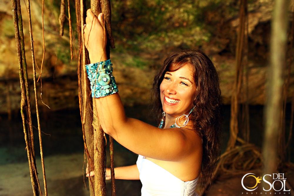 An ode to the mermaids! Hanging on to the incredible roots of the cenote!