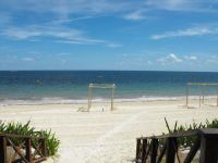 There is only one Gazebo up on your wedding day, th one to the right they also use for shading the beach beds .