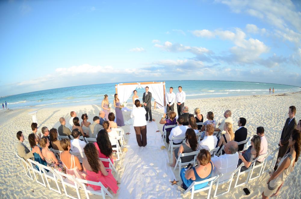 The ceremony - a gorgeous beach!