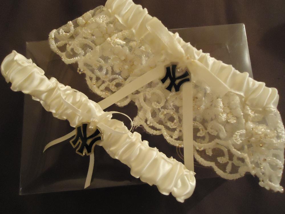 Custom NY Yankees Garter Belts - Perfect Something Blue!