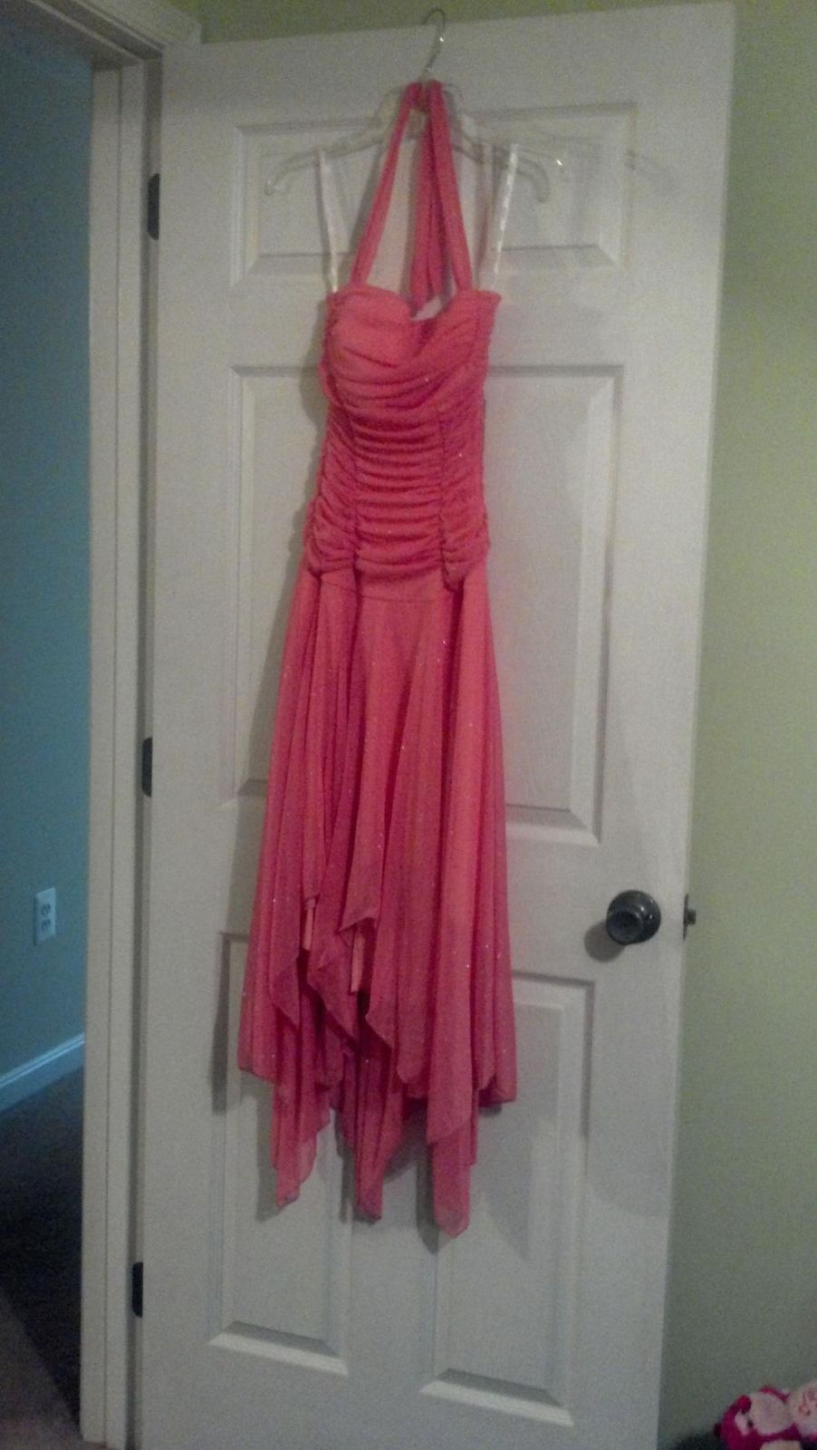 Sparkly Coral Chiffon Dress