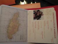 Inside cover and page 1 of passport invitation