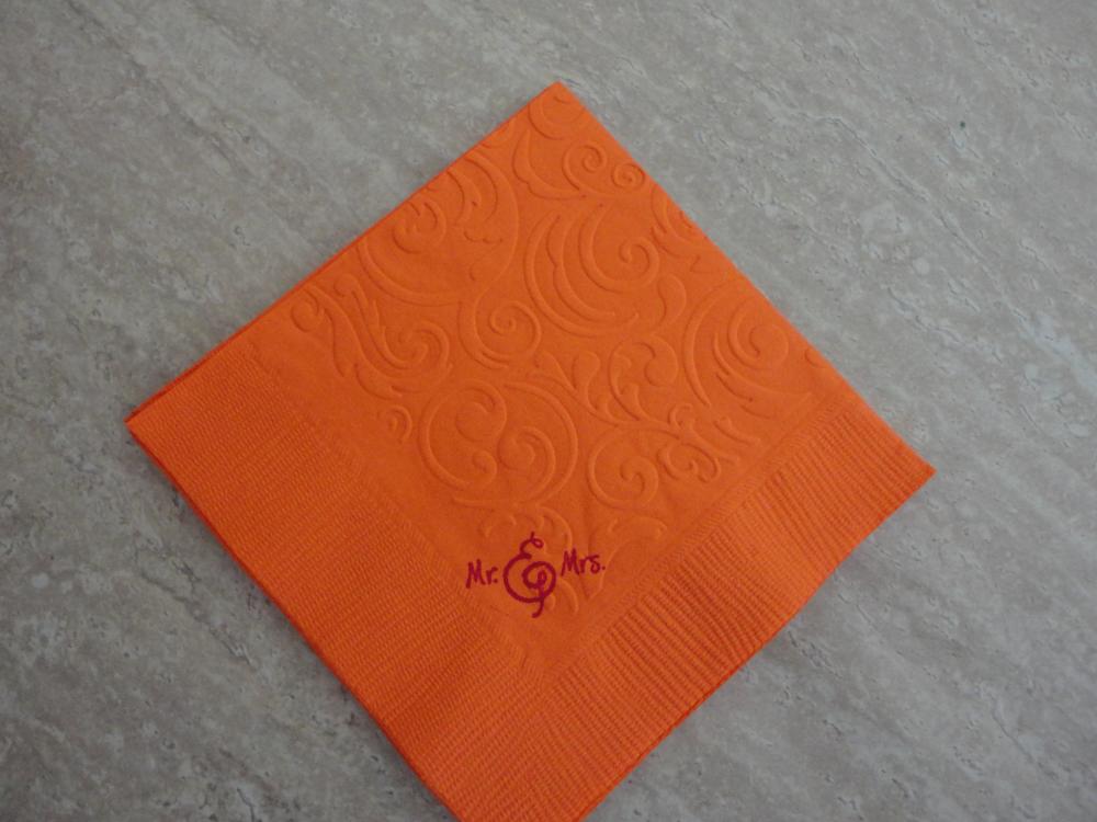 Embossed and stamped napkin
